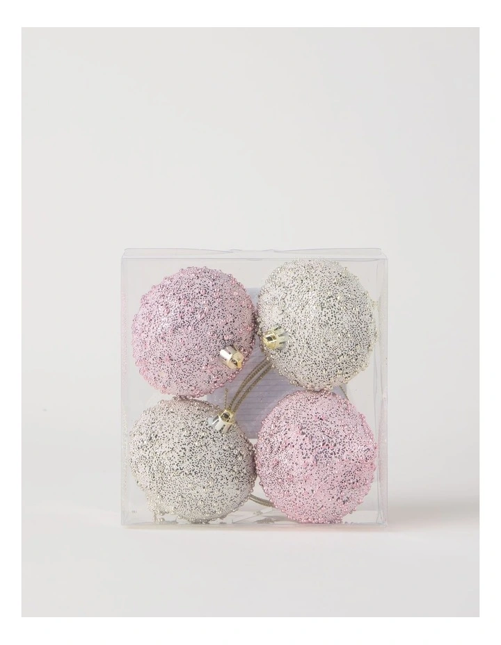 Luxe Beaded Onion Ornament 4pk in Pink and Champagne: 9.5cm image 3