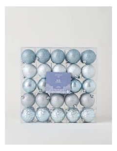 Luxe Shatterproof Ornaments 50pk in Blue and Silver: 6cm