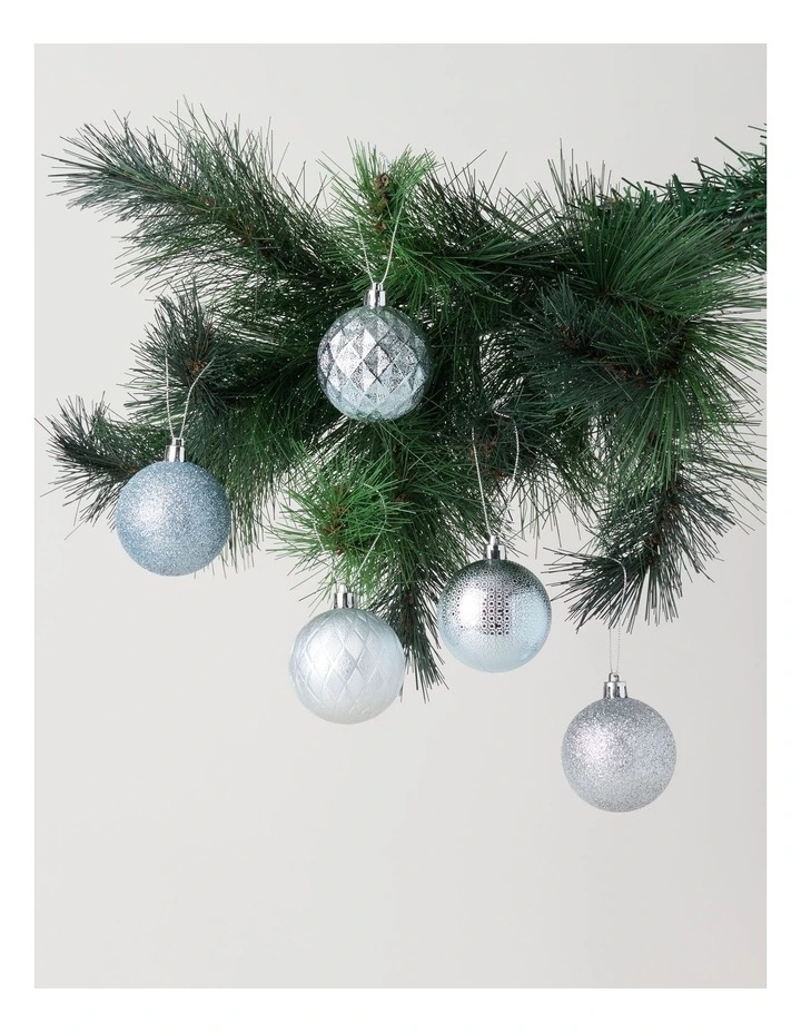 Luxe Shatterproof Ornaments 50pk in Blue and Silver: 6cm image 2
