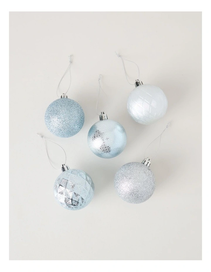 Luxe Shatterproof Ornaments 50pk in Blue and Silver: 6cm image 3