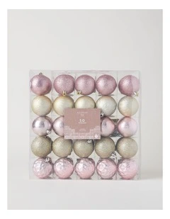 Luxe Shatterproof Ornaments 50pk in Pink and Champagne: 6cm