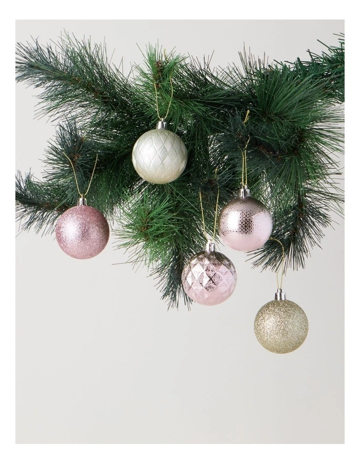 Luxe Shatterproof Ornaments 50pk in Pink and Champagne: 6cm image 2