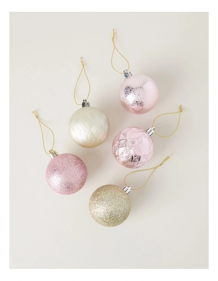 Luxe Shatterproof Ornaments 50pk in Pink and Champagne: 6cm image 3