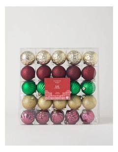 Heirloom Shatterproof Ornaments 50pk in Red, Green, and Gold: 6cm