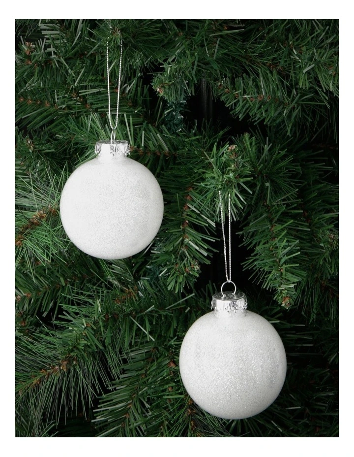 Eucalyptus Christmas 6pk Plastic Clear Bauble withGlitter 8cm in White image 1