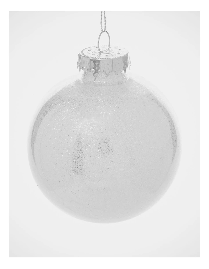 Eucalyptus Christmas 6pk Plastic Clear Bauble withGlitter 8cm in White image 3