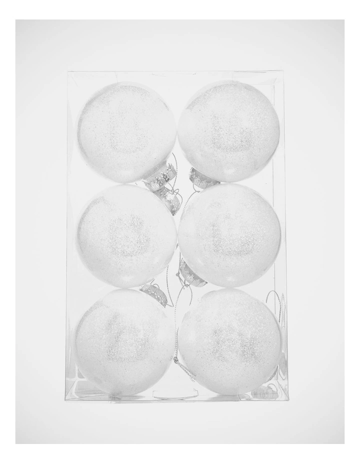 Eucalyptus Christmas 6pk Plastic Clear Bauble withGlitter 8cm in White image 4