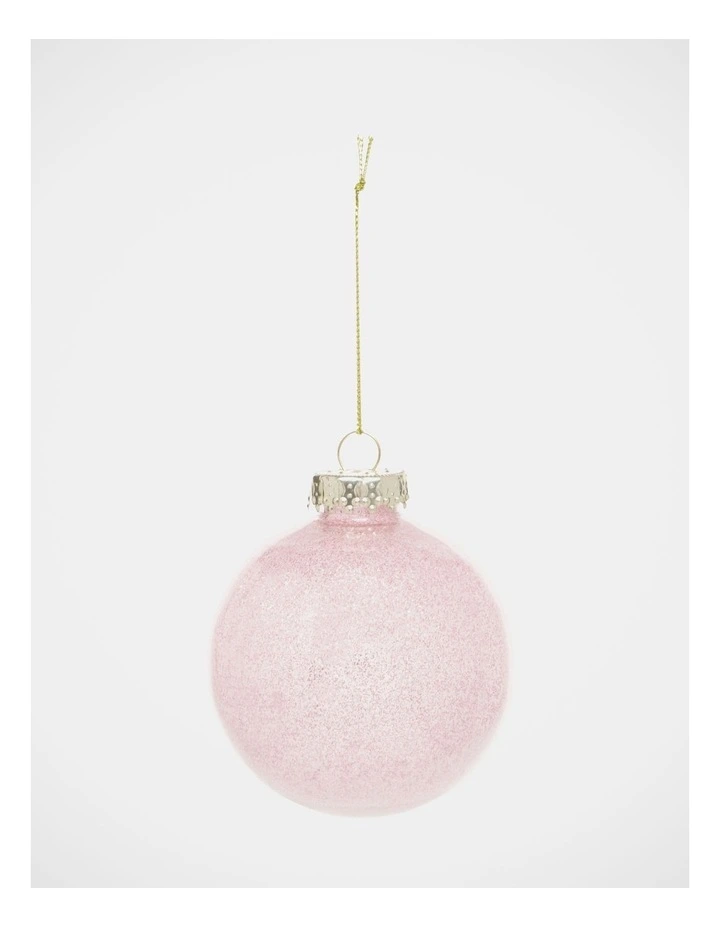 Luxe Christmas 6 Pack Plastic Clear Baubles withGlitter 8cm in Pink image 2