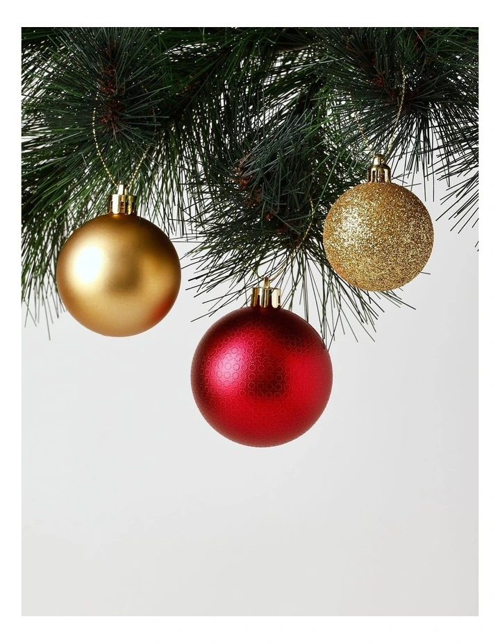 Heirloom Christmas Assorted Red & Gold Shatter-Resistant Baubles 100pk image 2