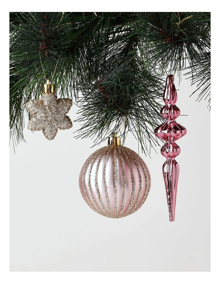 Luxe Christmas Assorted Champagne & Pink Shatter-Resistant Ornaments 50pk image 2