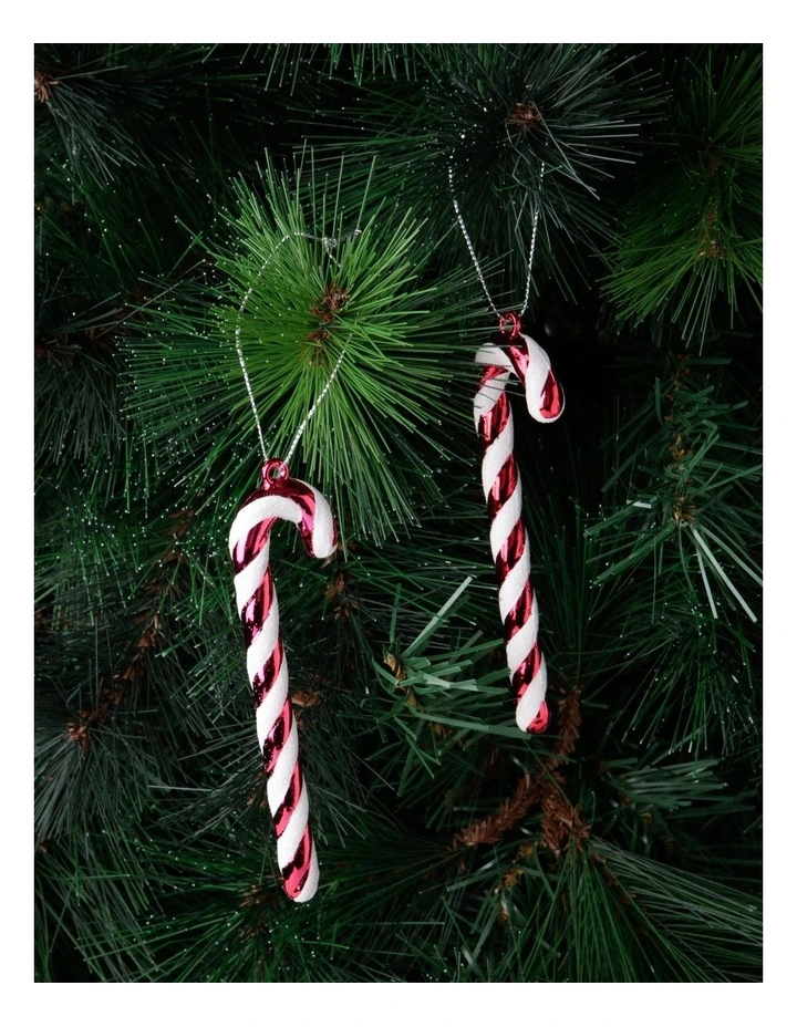 Candyland Christmas 6pk Candy Cane Ornaments 13cm in Red/White image 1