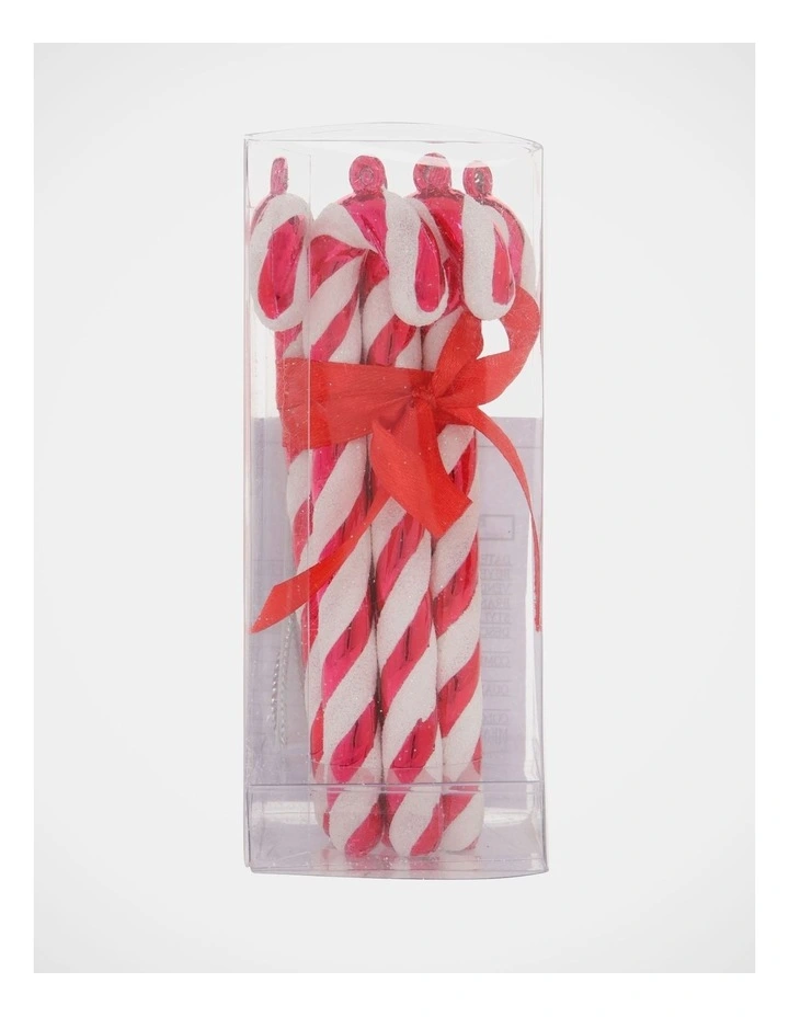 Candyland Christmas 6pk Candy Cane Ornaments 13cm in Red/White image 2