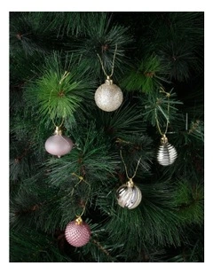 Luxe Christmas Assorted Champagne Shatter-Resistant Baubles 30pk