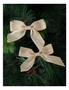 Eucalyptus Christmas 4 Pack Hessian Bow Clip-On Ornaments