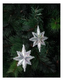 Luxe Christmas 4pk Acrylic & Glitter Stars OrnamentClear: 12cm