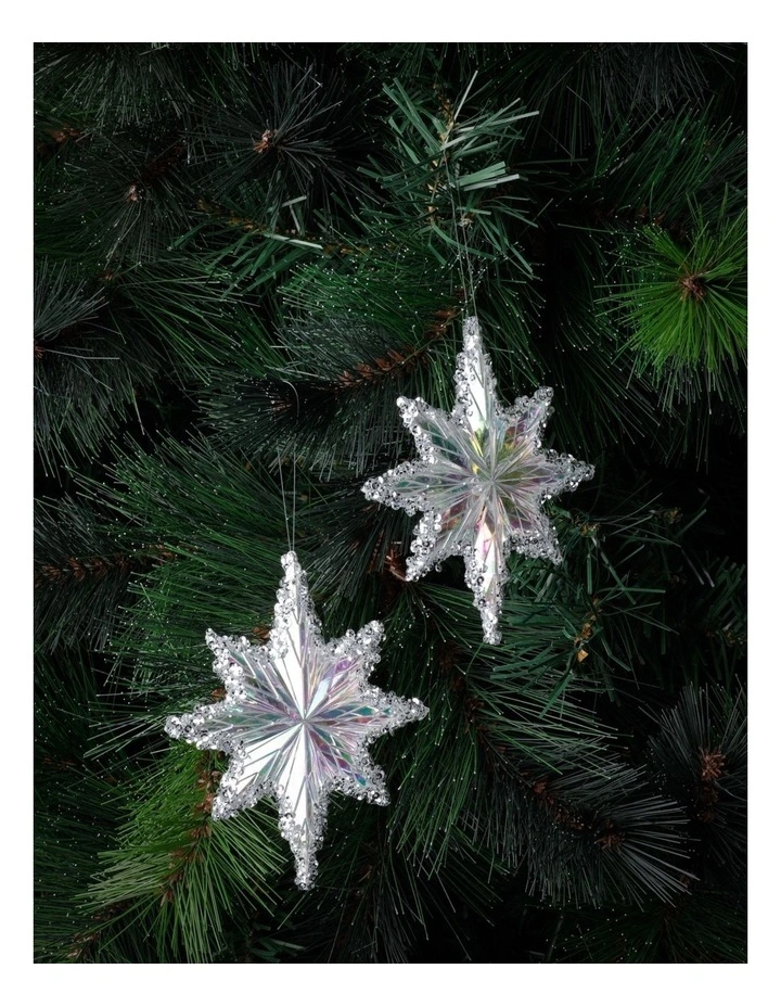 Luxe Christmas 4pk Acrylic & Glitter Stars OrnamentClear: 12cm image 1