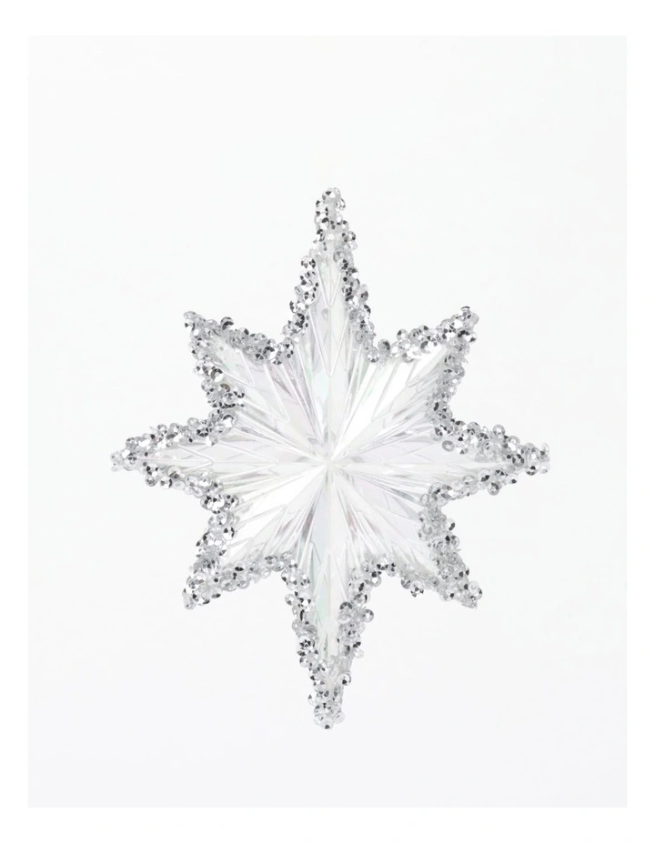 Luxe Christmas 4pk Acrylic & Glitter Stars OrnamentClear: 12cm image 2