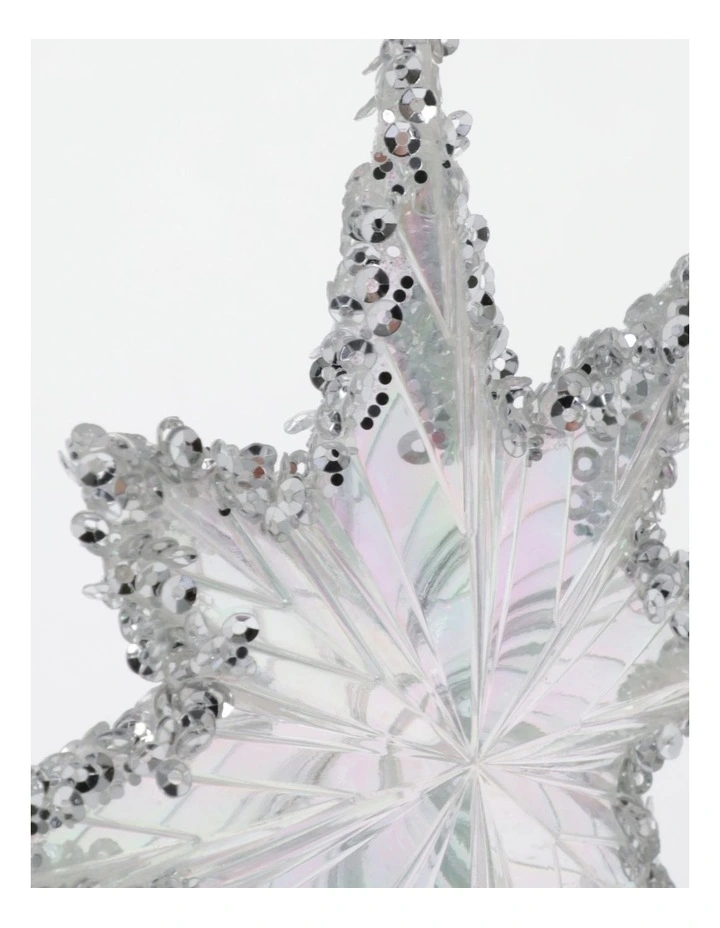 Luxe Christmas 4pk Acrylic & Glitter Stars OrnamentClear: 12cm image 3