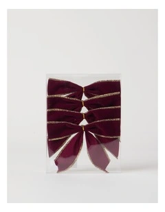 Heirloom Christmas Fabric Set of 4 Velvet Bow ClipRed: 14cm