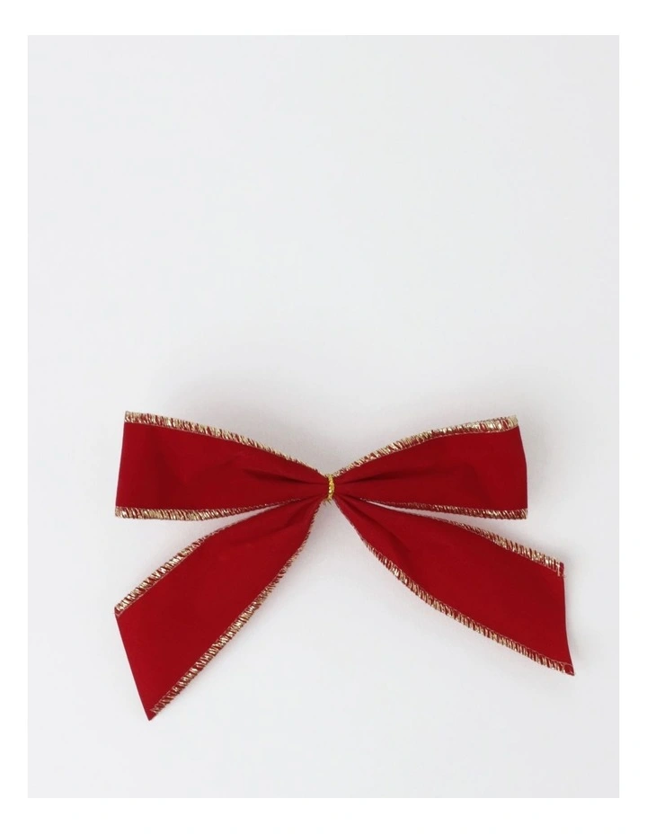 Heirloom Christmas Fabric Set of 4 Velvet Bow ClipRed: 14cm image 2