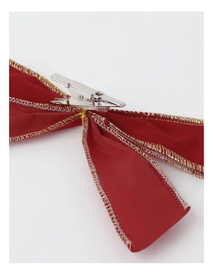 Heirloom Christmas Fabric Set of 4 Velvet Bow ClipRed: 14cm image 3
