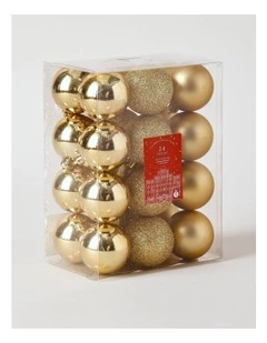 Heirloom Christmas 24pk Shatterproof Baubles 5cm in Gold