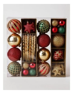 Heirloom Christmas 50pk Shatterproof Ornaments Assorted Size in Red/Gold