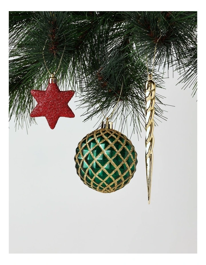 Heirloom Christmas 50pk Shatterproof Ornaments Assorted Size in Red/Gold image 2