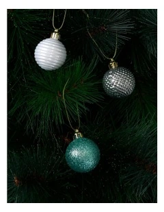 Luxe Christmas 30pk Shatterproof Baubles in Mint/Silver/White