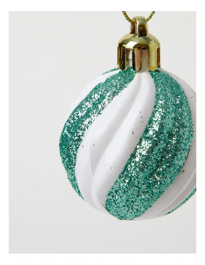 Luxe Christmas 30pk Shatterproof Baubles in Mint/Silver/White image 3