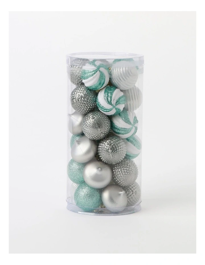 Luxe Christmas 30pk Shatterproof Baubles in Mint/Silver/White image 4