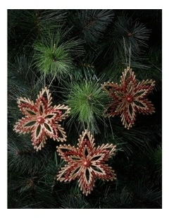 Heirloom Christmas 4pk Glittered Snowflake Ornament 11cm in Red