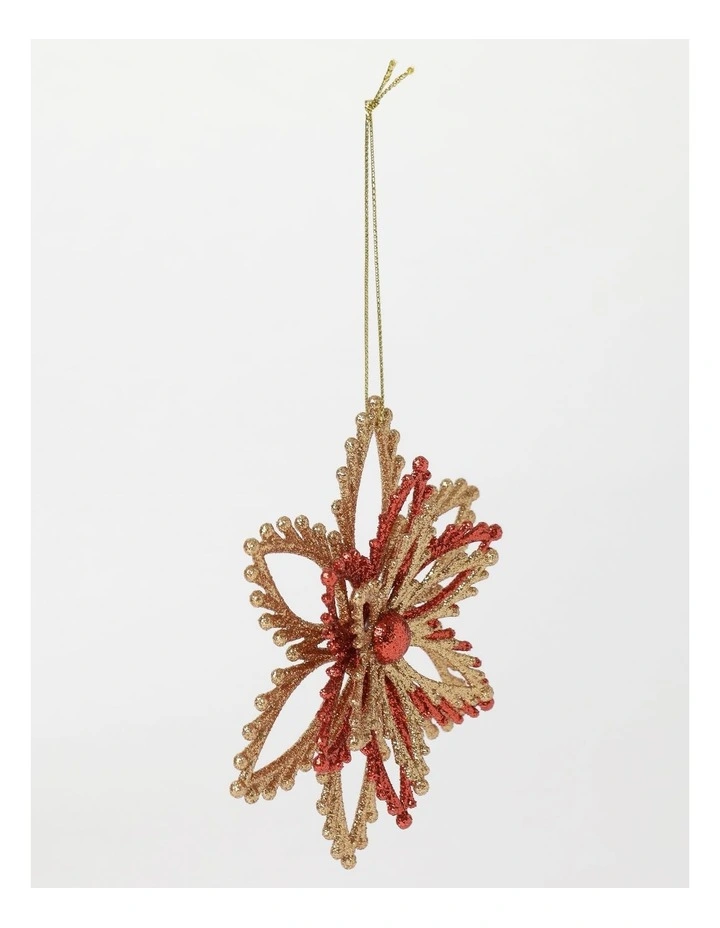 Heirloom Christmas 4pk Glittered Snowflake Ornament 11cm in Red image 4