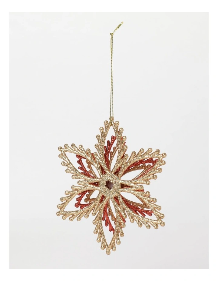 Heirloom Christmas 4pk Glittered Snowflake Ornament 11cm in Red image 6