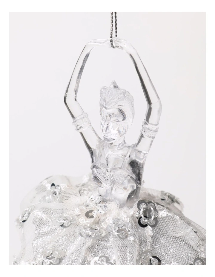 Myer Giftorium Luxe Acrylic Ballerina Ornament w/ Lace Skirt 17cm in