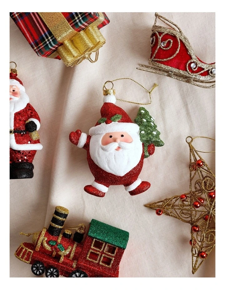 Candyland Christmas Glitter Santa Ornament 12cm in Red image 3