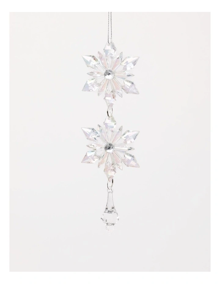 Myer Giftorium Luxe Acrylic Snowflake Dangle Ornament 17cm in Clear MYER