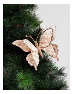 Luxe Christmas Lace Glitter Butterfly Clip 24cm in Pink