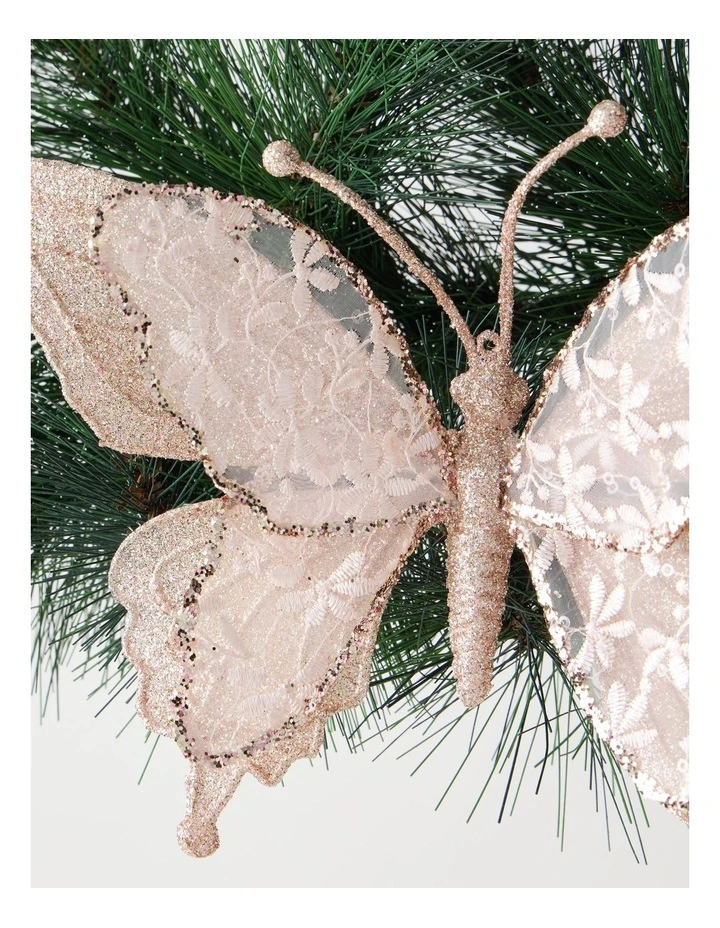 Luxe Christmas Lace Glitter Butterfly Clip 24cm in Pink image 2