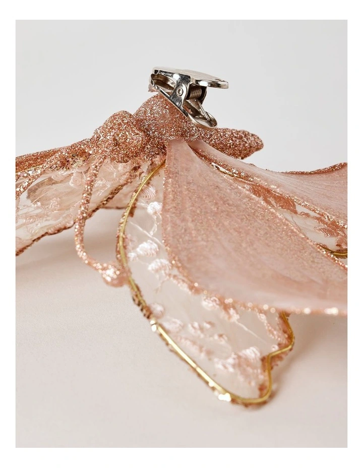 Luxe Christmas Lace Glitter Butterfly Clip 24cm in Pink image 4