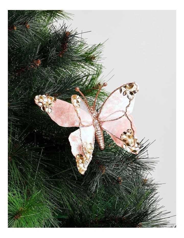 Luxe Velvet Embellished Butterfly Clip 16cm in Pink image 1