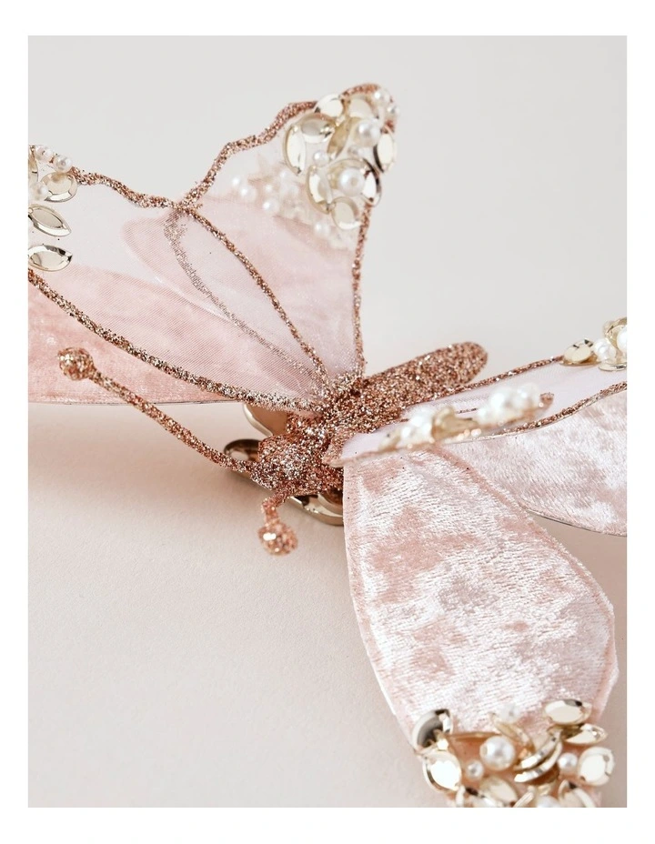 Luxe Velvet Embellished Butterfly Clip 16cm in Pink image 3
