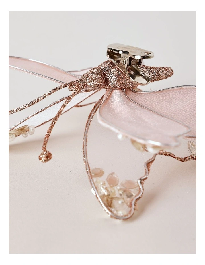 Luxe Velvet Embellished Butterfly Clip 16cm in Pink image 4
