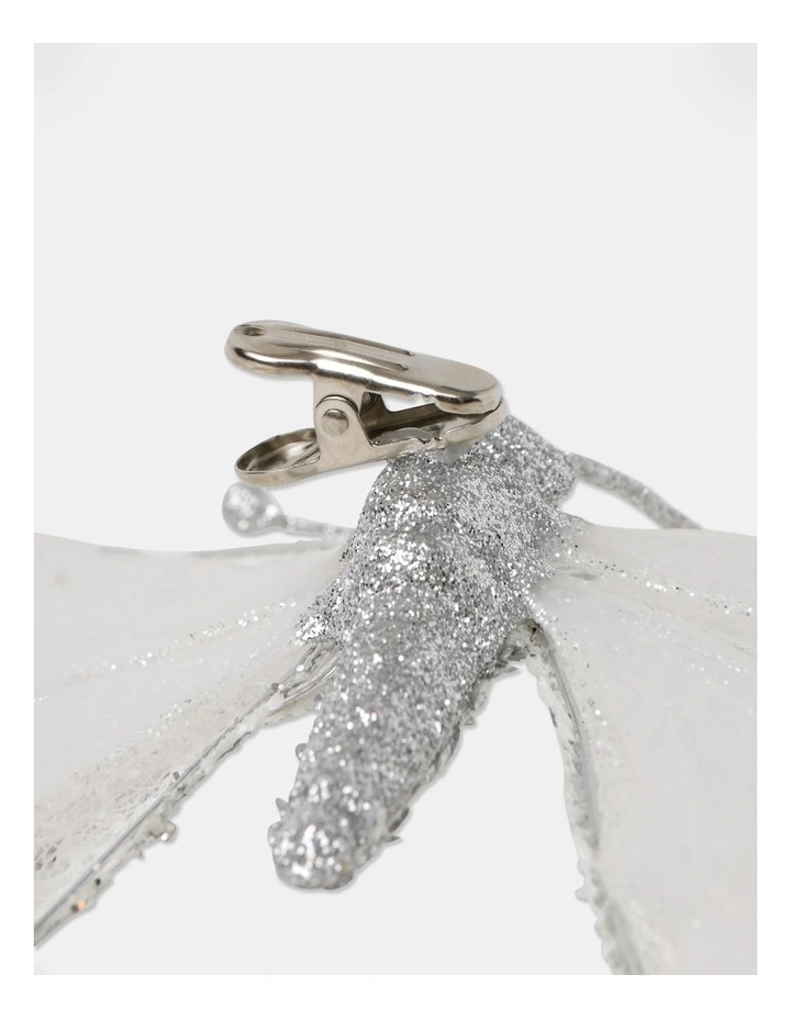 Myer Giftorium Luxe Lace Butterfly Clip 16.5cm in White/Silver MYER