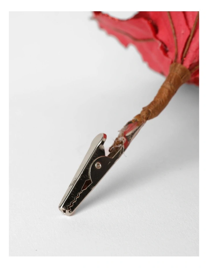 Luxe Christmas Sequin Velvet Poinsettia Clip with Bells 22.5cm in Red image 5