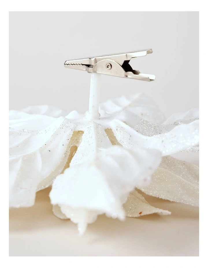 Luxe Christmas Foiled Faux Poinsettia Clip with Pearls 24cm in White image 4