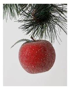 Heirloom Christmas Frosted Apple Ornament 8cm in Red
