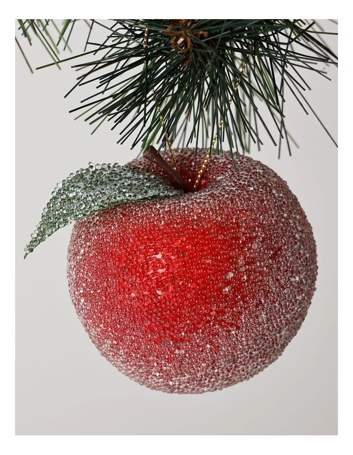 Heirloom Christmas Frosted Apple Ornament 8cm in Red image 2