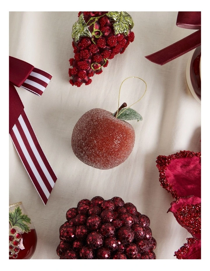 Heirloom Christmas Frosted Apple Ornament 8cm in Red image 3