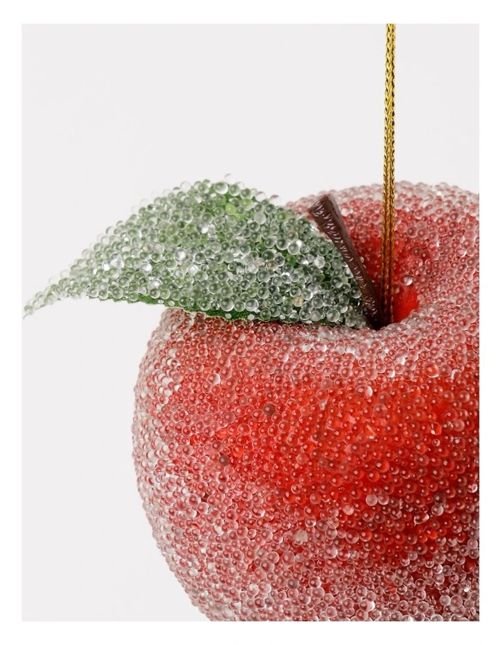 Heirloom Christmas Frosted Apple Ornament 8cm in Red image 4